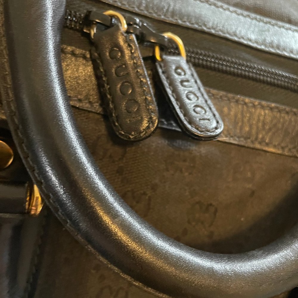 Gucci	XL Black Nylon Monogram Tote/Weekend Bag w/ Lock and Keys - Picture 5 of 6